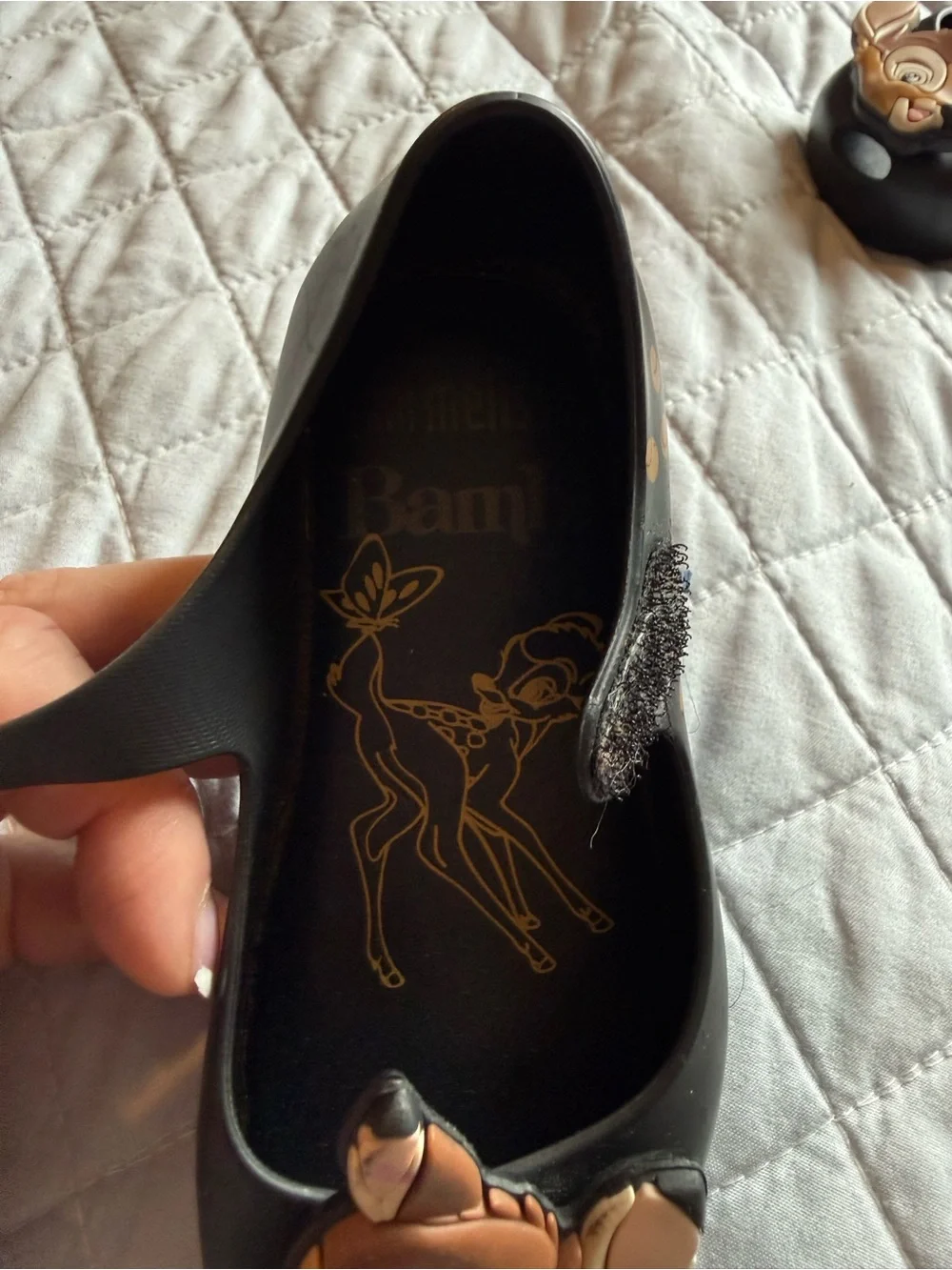 Mini Melissa Black Kids Mary Jane Shoes with Bambi Character